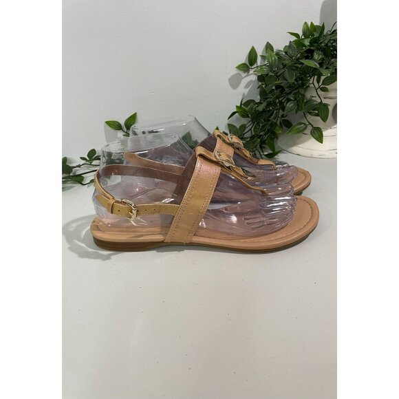Coach Womens Tan Leather Thong Sandals With Buckle Detail 7B - Picture 5 of 16